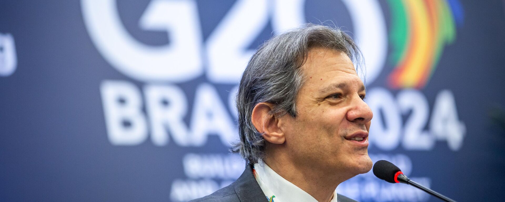 Ministro da Fazenda, Fernando Haddad, fala à imprensa durante 3º Encontro de Ministros de Finanças e Presidentes de Bancos Centrais do G20. Rio de Janeiro, 26 de julho de 2024 - Sputnik Brasil, 1920, 26.07.2024