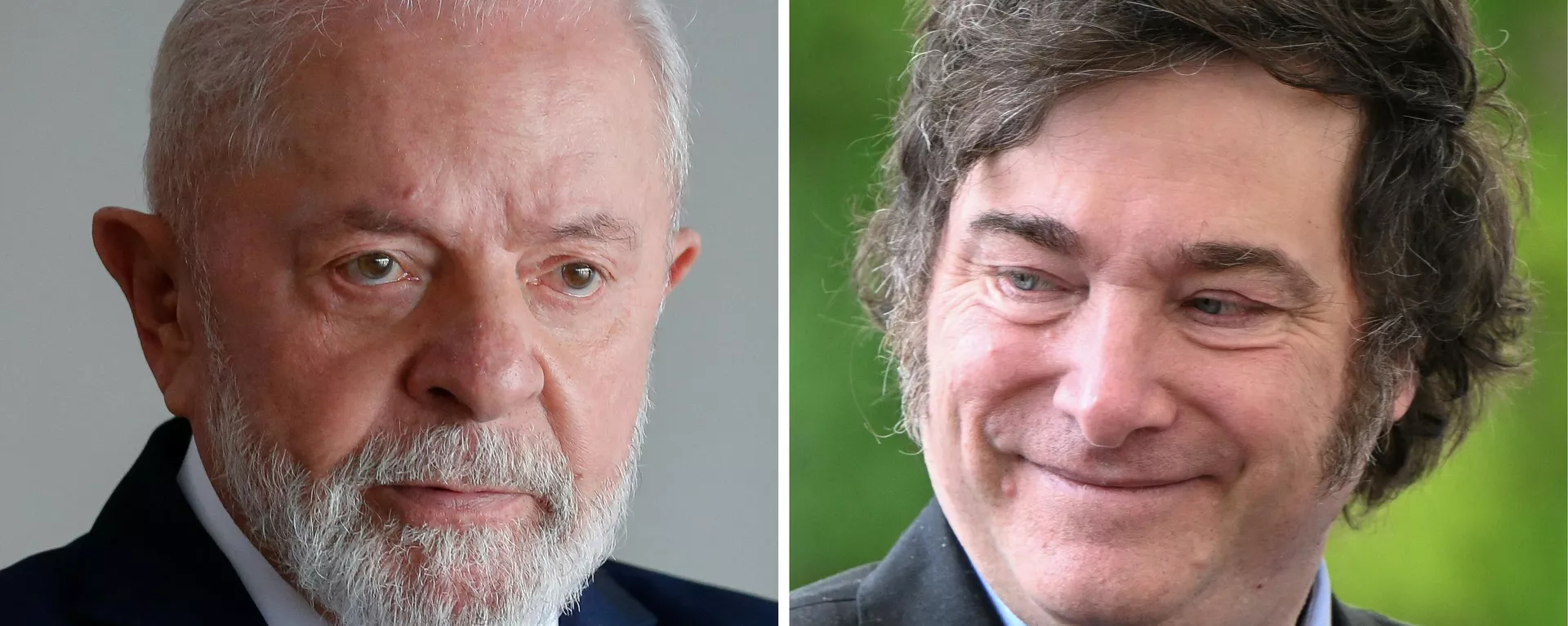 Esta combinação de imagens de arquivos criada em 28 de junho de 2024 mostra o presidente do Brasil, Luiz Inácio Lula da Silva (E), antes de uma reunião com o presidente da Croácia, Zoran Milanovic, no Palácio do Itamaraty, em Brasília, em 3 de junho de 2024, e o presidente da Argentina, Javier Milei, chegando para uma reunião com o chanceler alemão na Chancelaria em Berlim, Alemanha, em 23 de junho de 2024 - Sputnik Brasil, 1920, 01.08.2024