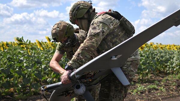 Unidades de drones de reconhecimento Supercam do agrupamento de tropas russo Tsentr (Centro) na área de Avdeevka, durante operação militar especial da Rússia, foto publicada em 31 de julho de 2024 - Sputnik Brasil