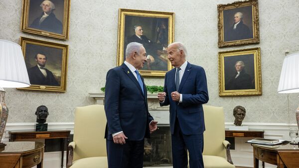 O presidente dos EUA, Joe Biden (D), se encontra com o primeiro-ministro israelense, Benjamin Netanyahu, no Salão Oval da Casa Branca, em Washington, DC, 25 de julho de 2024 - Sputnik Brasil