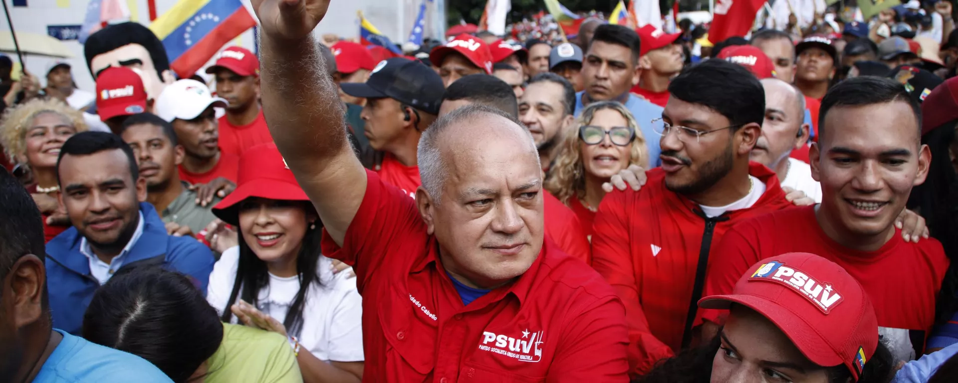 Líder do partido governista, Diosdado Cabello, participa de um comício em defesa da reeleição do presidente Nicolás Maduro em Caracas, Venezuela, em 3 de agosto de 2024 - Sputnik Brasil, 1920, 17.08.2024