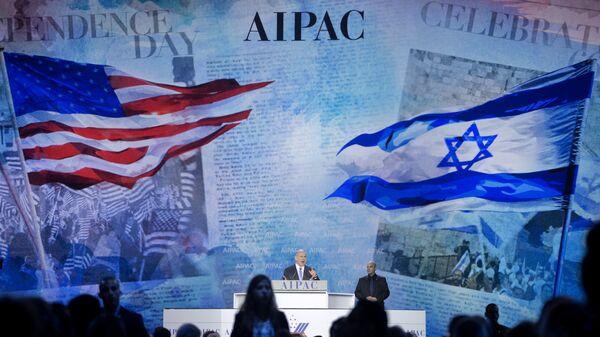 Arquivo: o primeiro-ministro israelense Benjamin Netanyahu fala na Conferência de Política do Comitê de Assuntos Públicos Americano-Israelense (AIPAC, na sigla em inglês) em Washington - Sputnik Brasil