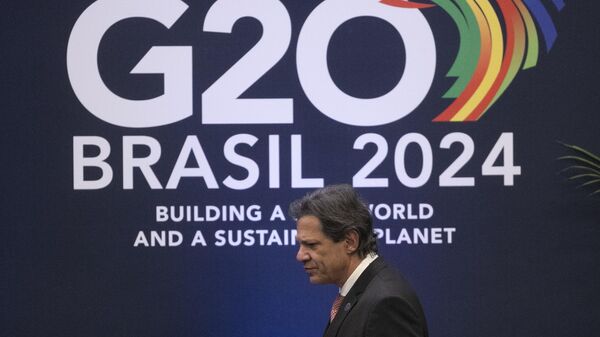 O Ministro da Economia do Brasil, Fernando Haddad na Reunião dos Ministros das Finanças e Chefes dos Bancos Centrais do G20, no Rio de Janeiro, Brasil - Sputnik Brasil