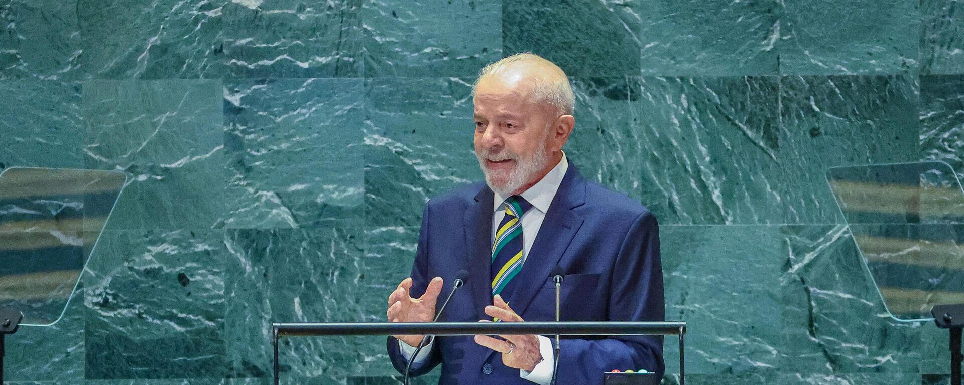 Presidente da República, Luiz Inácio Lula da Silva, durante a abertura do debate geral da 79ª Sessão da Assembleia Geral das Nações Unidas, no Salão da Assembleia Geral da sede da ONU, em Nova York - Sputnik Brasil, 1920, 24.09.2024