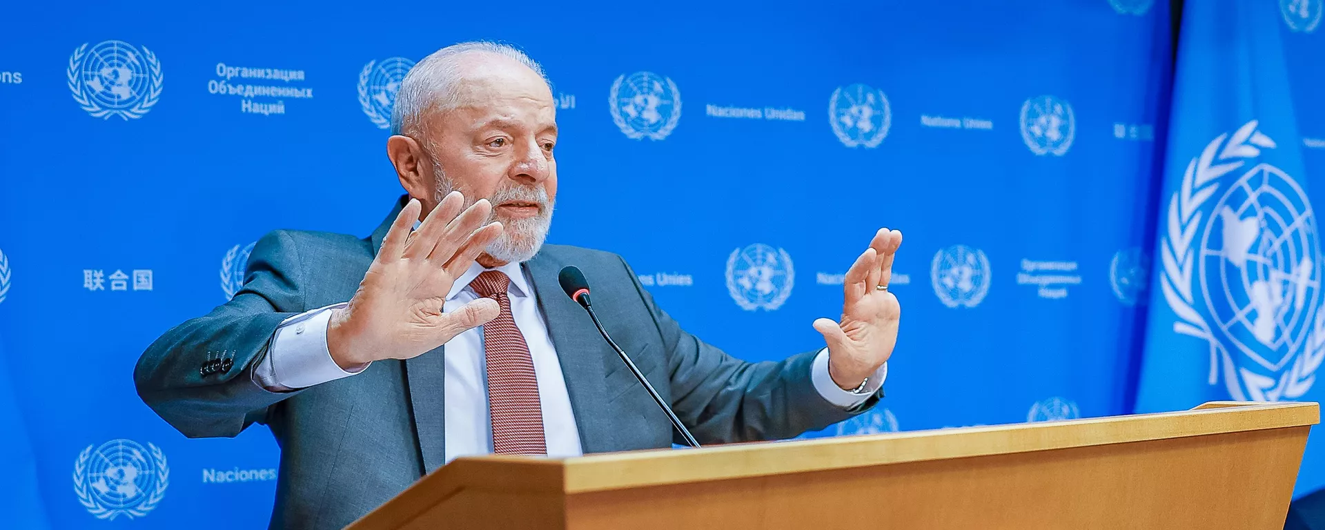 Presidente da República, Luiz Inácio Lula da Silva, em entrevista coletiva à imprensa na sala de entrevistas da sede da ONU, em Nova York - Sputnik Brasil, 1920, 25.09.2024