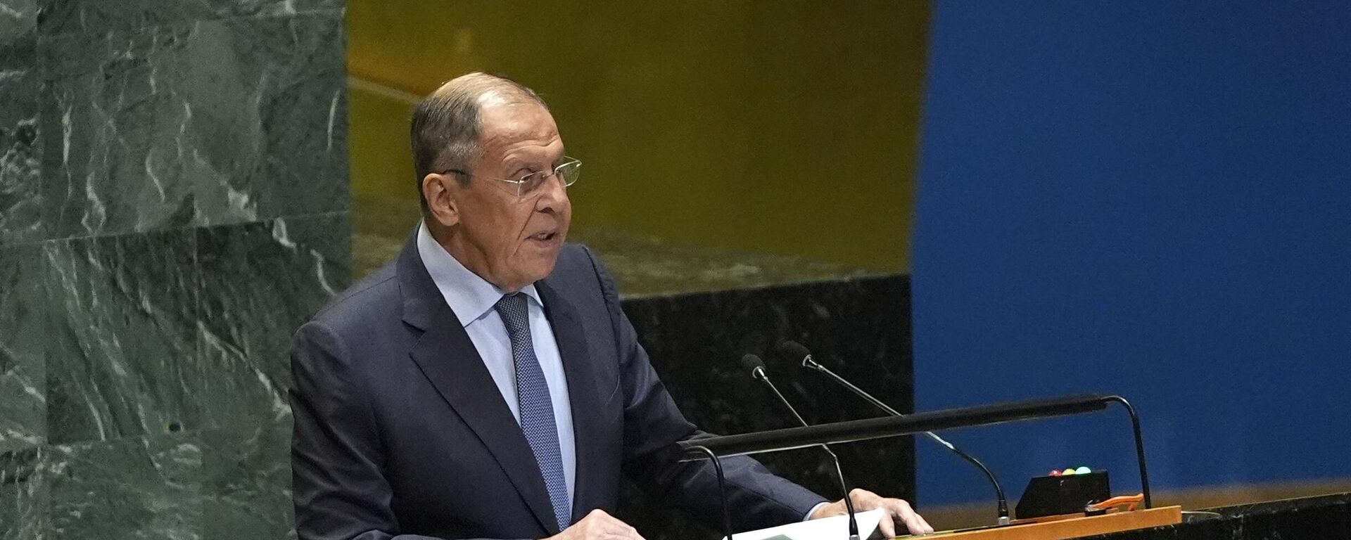 Sergei Lavrov discursa na 79ª sessão da Assembleia Geral das Nações Unidas, em Nova York. EUA, 28 de setembro de 2024 - Sputnik Brasil, 1920, 28.09.2024