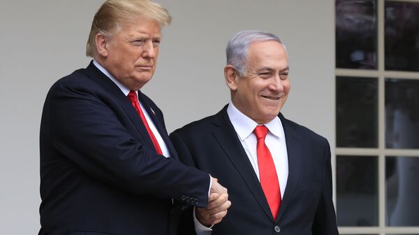 O presidente Donald Trump recebe o primeiro-ministro israelense Benjamin Netanyahu na Casa Branca em Washington, 25 de março de 2019 - Sputnik Brasil