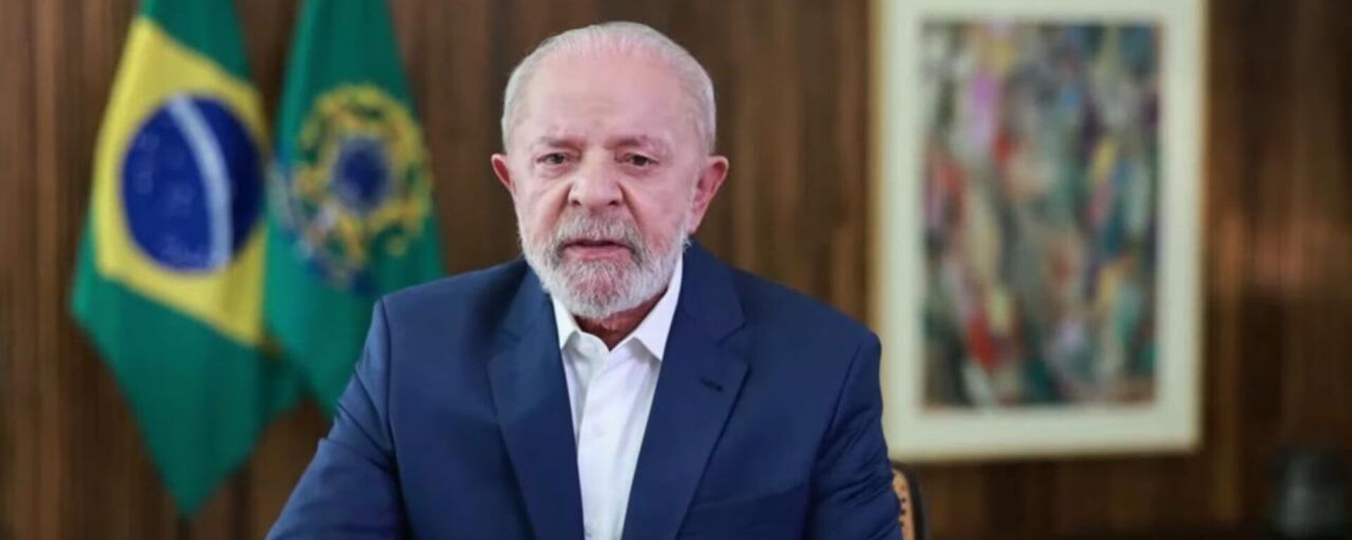 O presidente do Brasil Lula da Silva está discursando na reunião dos líderes de Estados da 16ª Cúpula do BRICS em Kazan por videoconferência - Sputnik Brasil, 1920, 26.10.2024