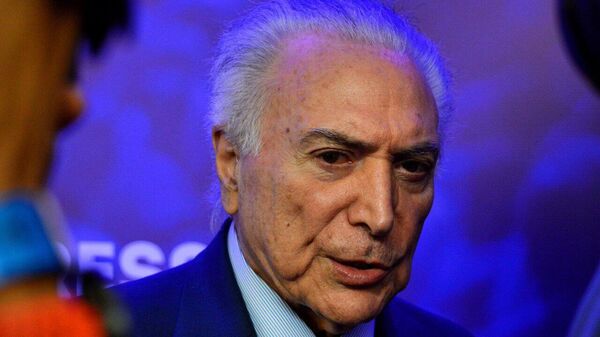 Ex-presidente Michel Temer fala com a imprensa no 1° Congresso Brasileiro de Precatórios, em São Paulo (SP), em 8 de novembro de 2024 - Sputnik Brasil