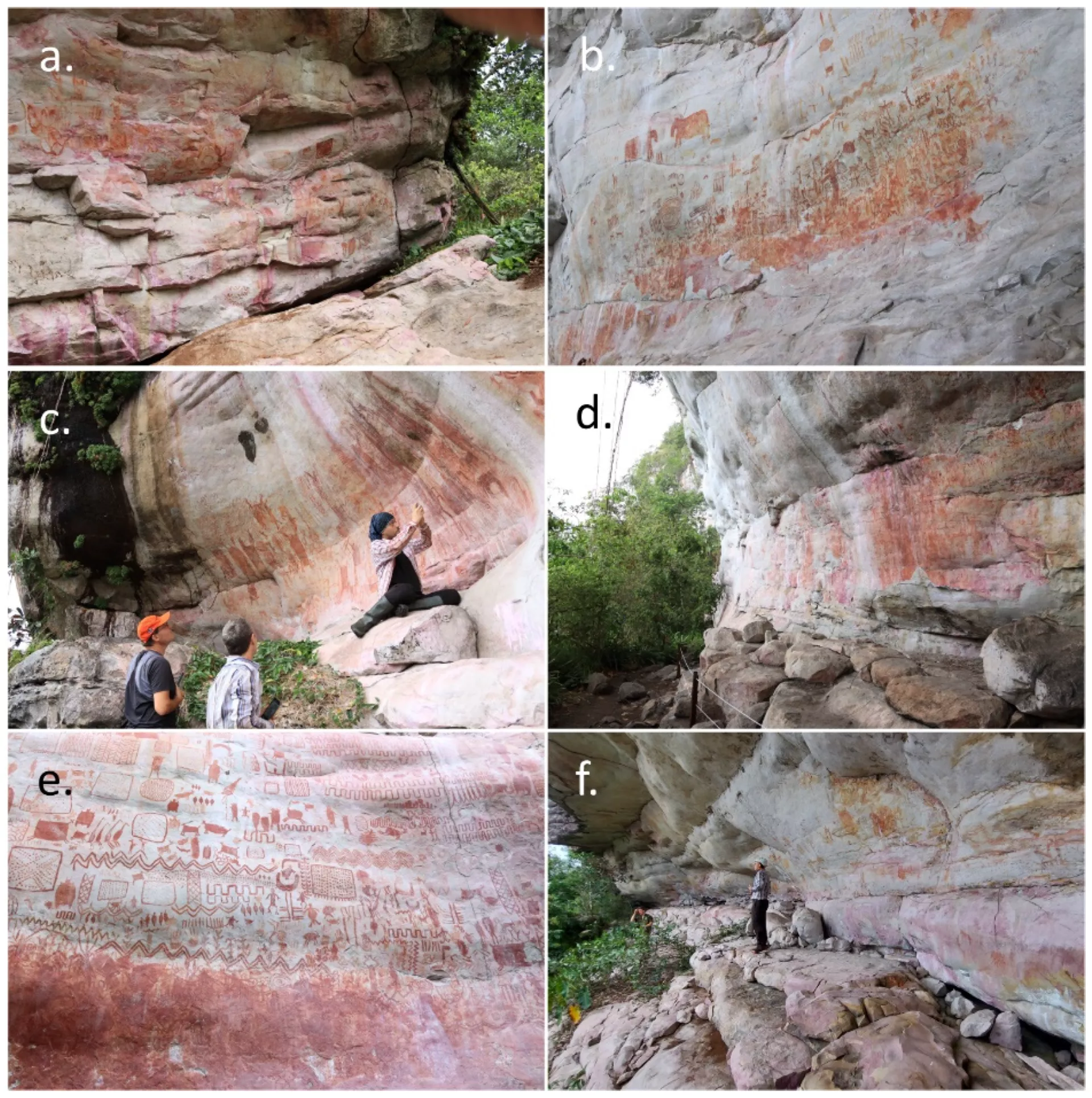 Fotos dos painéis de arte rupestre surpreendentemente diversos em Cerro Azul: (a) Currunchos, (b) Las Dantas, (c) Demoledores, (d) El Más Largo, (e) Principal, (f) Reserva - Sputnik Brasil, 1920, 13.11.2024