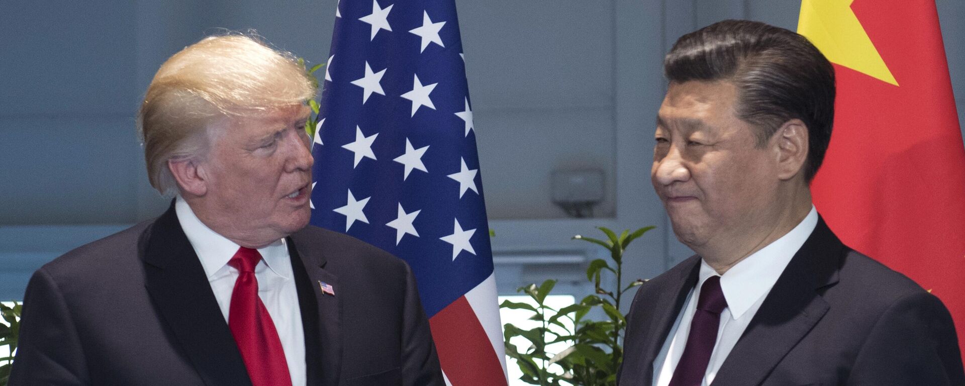 O então presidente dos EUA, Donald Trump, e o presidente chinês, Xi Jinping, chegam para uma reunião à margem da Cúpula do G20 em Hamburgo. Alemanha, 8 de julho de 2017 - Sputnik Brasil, 1920, 11.12.2024