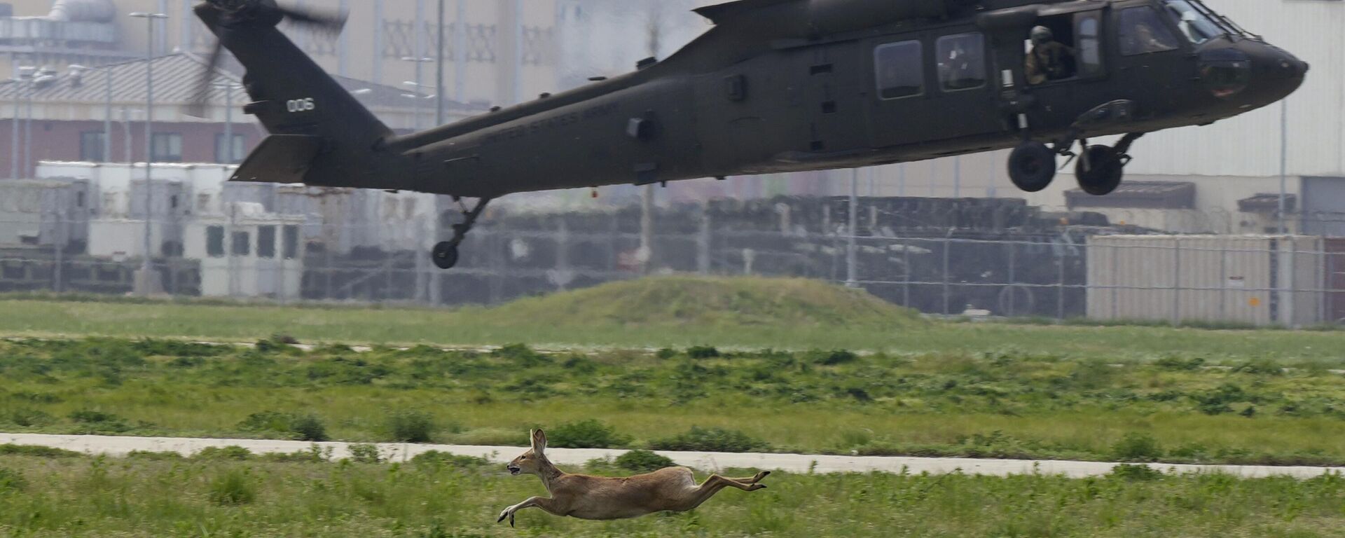 Um helicóptero Blackhawk UH-60 tenta pousar durante ataque simulado STX dos EUA em uma competição sobre qual seria o melhor esquadrão no Camp Humphreys em Pyeongtaek, Coreia do Sul, 4 de maio de 2023 - Sputnik Brasil, 1920, 16.12.2024