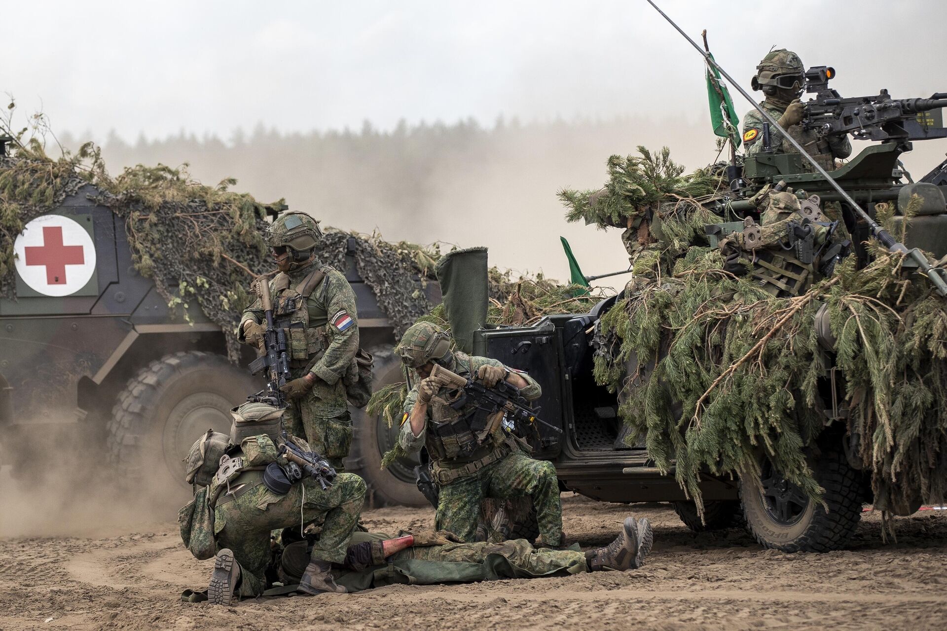 Soldados alemães participam do exercício militar internacional de nível de divisão lituano-alemão Grand Quadriga 2024 em Vilnius, Lituânia, em 29 de maio de 2024