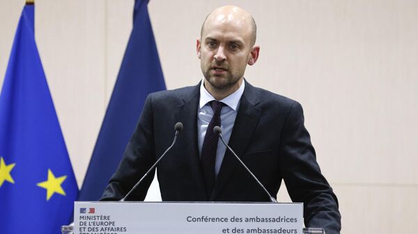 O ministro das Relações Exteriores da França, Jean-Noël Barrot, durante a conferência anual de embaixadores franceses no Centro Internacional de Conferências do Ministério das Relações Exteriores da França, Paris, 6 de janeiro de 2025. - Sputnik Brasil