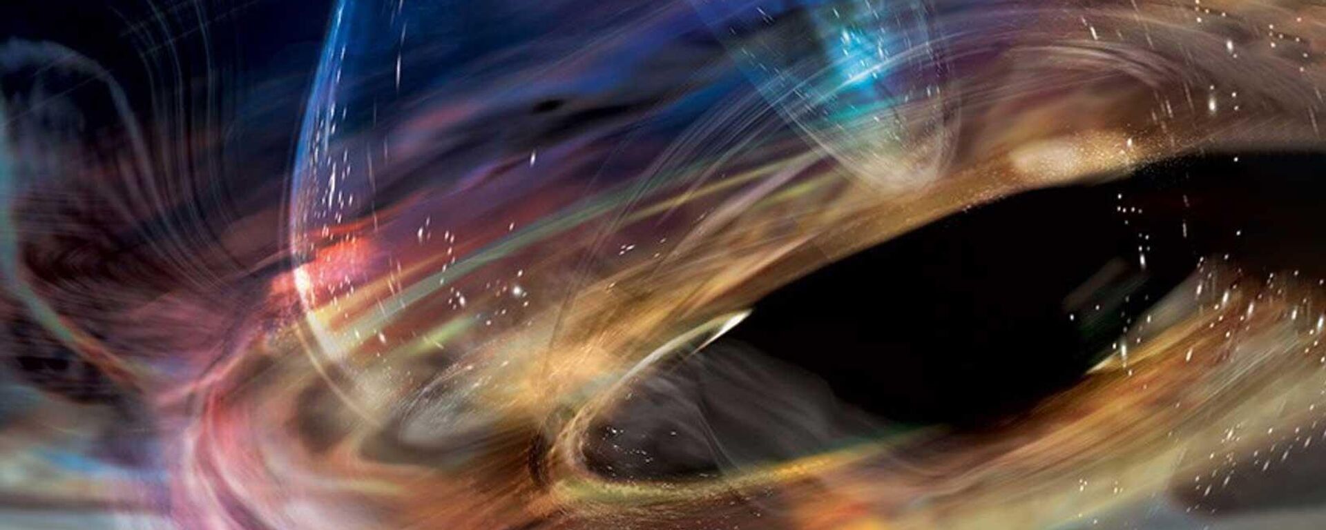 Imagem do fluxo de matéria que segue uma anã branca orbitando dentro do disco de acreção interno que circunda o buraco negro supermassivo 1ES 1927 - Sputnik Brasil, 1920, 04.11.2025