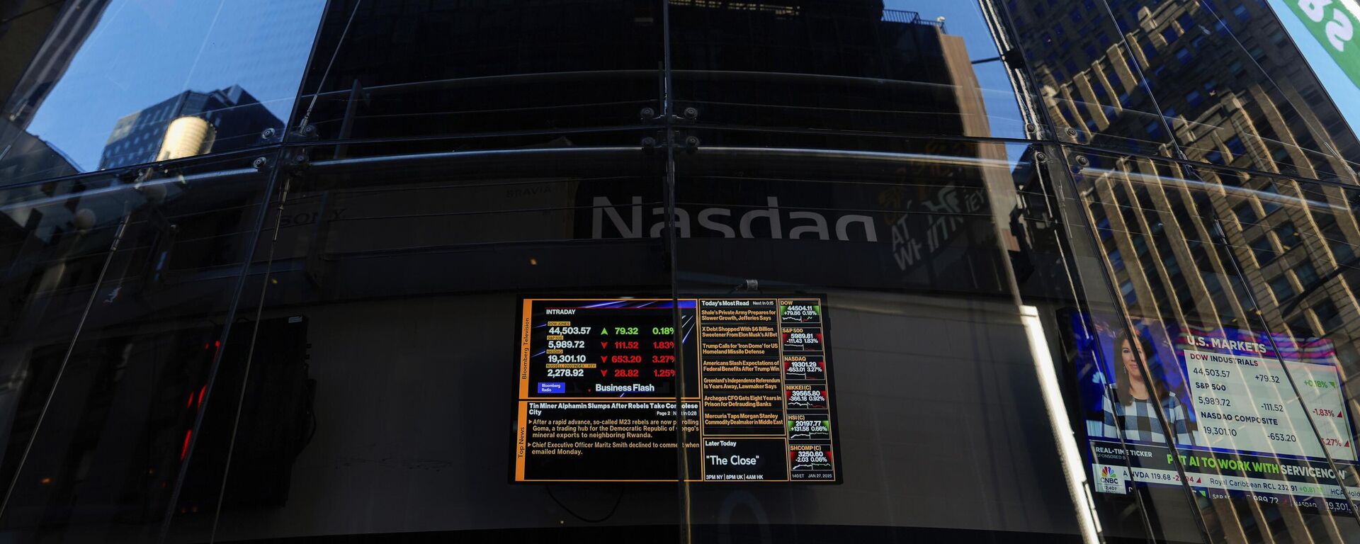 Bolsa de valores Nasdaq, 27 de janeiro de 2025, Nova York. - Sputnik Brasil, 1920, 28.01.2025