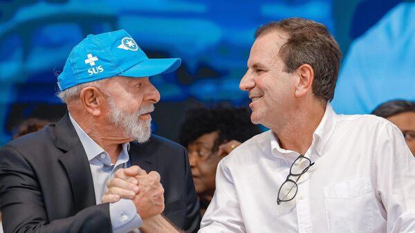 O presidente da República, Luiz Inácio Lula da Silva, e Eduardo Paes (PSD), prefeito do Rio de Janeiro, durante cerimônia de reabertura da emergência do hospital federal de Bonsucesso, no Rio de Janeiro (RJ), em 6 de fevereiro de 2025 - Sputnik Brasil