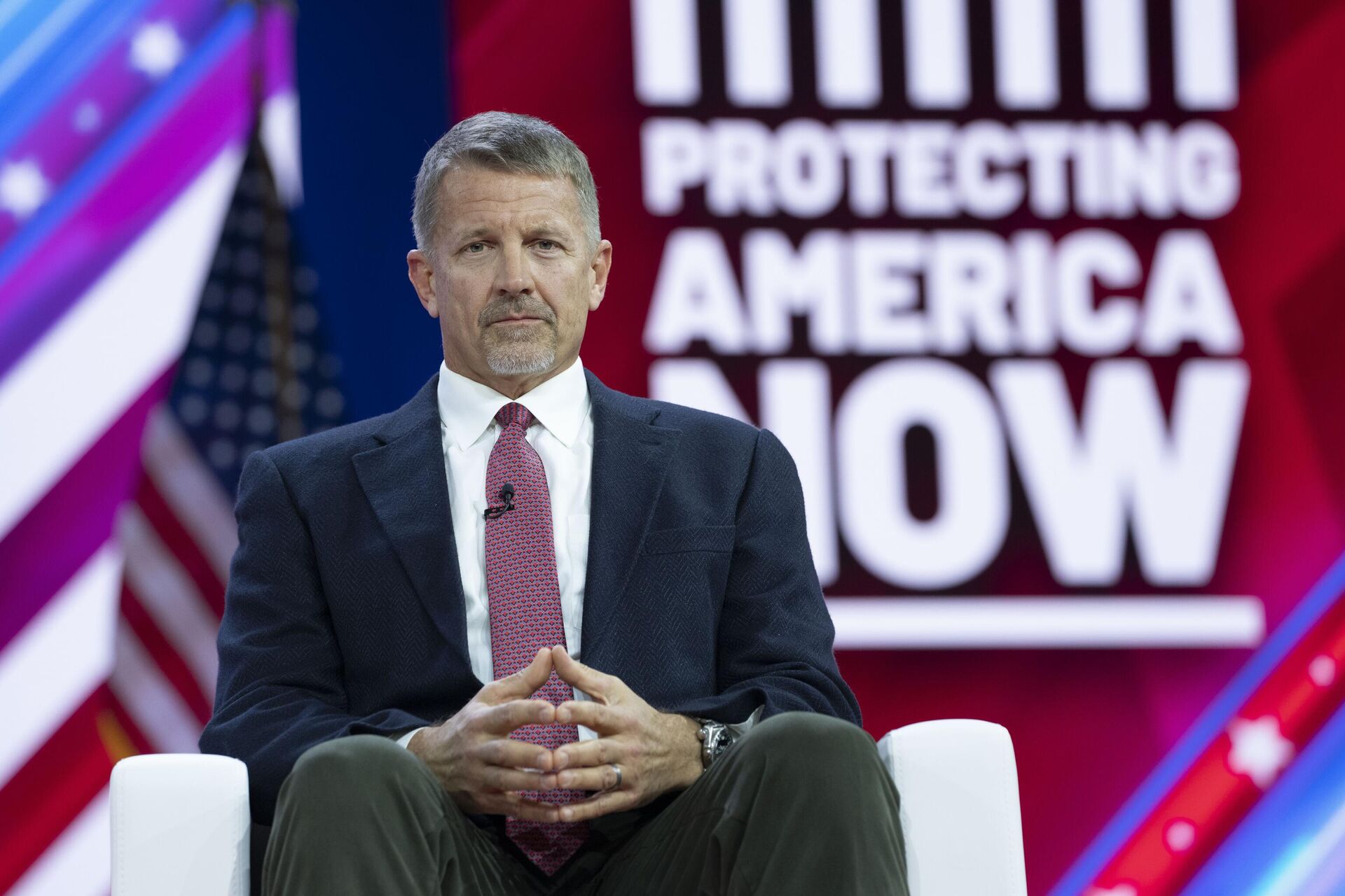 O fundador da empresa de segurança privada Blackwater, Erik Prince, discursa na Conferência de Ação Política Conservadora (CPAC), em março de 2023, em Oxon Hill, EUA (foto de arquivo) 