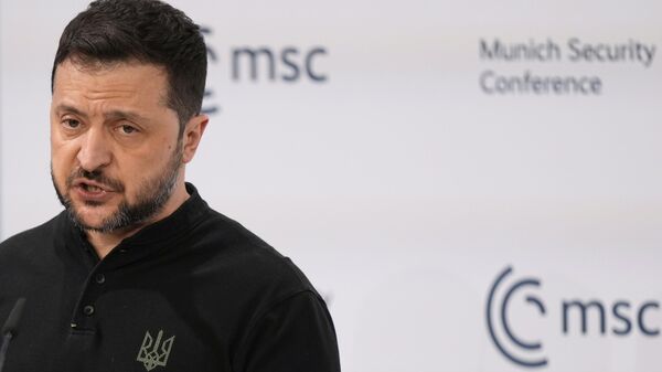 O líder atual da Ucrânia, Vladimir Zelensky, fala durante a Conferência de Segurança de Munique - Sputnik Brasil