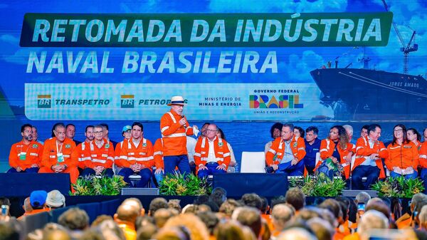 O presidente Luiz Inácio Lula da Silva no evento Retomada da Indústria Naval Brasileira. Angra dos Reis (RJ), em 17 de fevereiro de 2025 - Sputnik Brasil