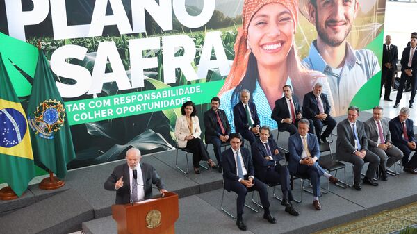 O presidente Luiz Inácio Lula da Silva durante cerimônia de lançamento do Plano Safra 2024/2025, Brasília, 03 de julho de 2024 - Sputnik Brasil