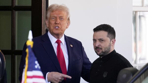 O presidente dos EUA, Donald Trump, recebe Vladimir Zelensky na Casa Branca, em Washington, D.C. Estados Unidos, 28 de fevereiro de 2025 - Sputnik Brasil