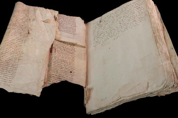 No detalhes, uma das partes internas legíveis do manuscrito - Sputnik Brasil