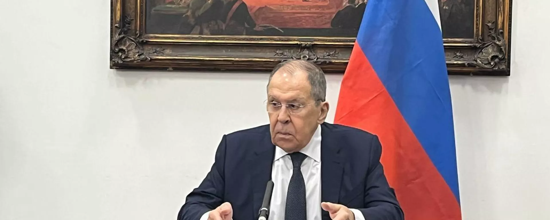 Ministro das Relações Exteriores da Rússia, Sergei Lavrov durante coletiva de imprensa às margens da 17ª reunião de chanceleres do BRICS, no Rio de Janeiro, em 29 de abril de 2025 - Sputnik Brasil, 1920, 29.04.2025