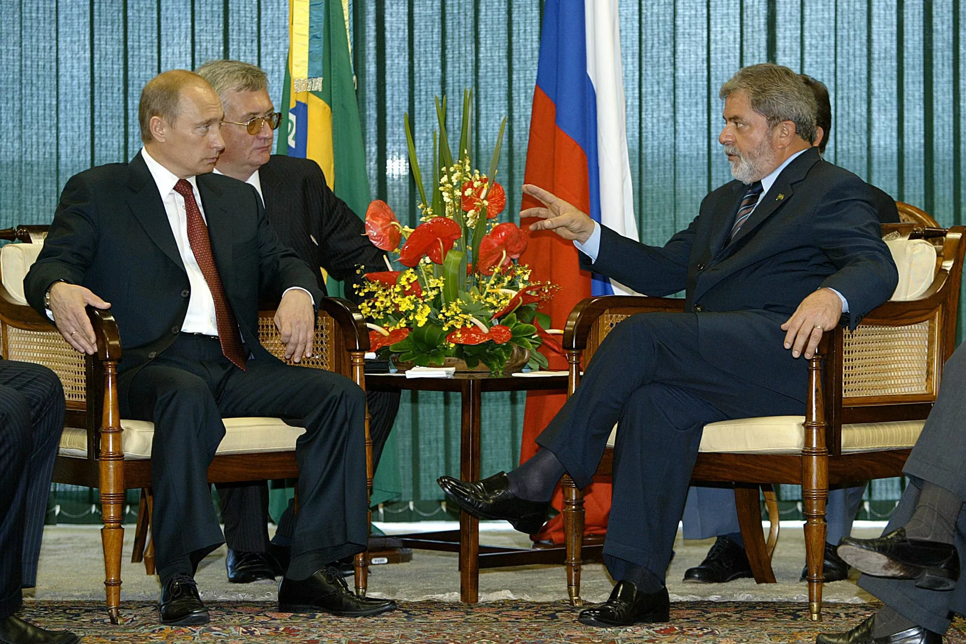 Lula e Vladimir Putin reunidos no Palácio do Planalto, em Brasília (DF). Brasil, 22 de novembro de 2004 - Sputnik Brasil, 1920, 07.05.2025