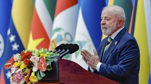 O presidente da República, Luiz Inácio Lula da Silva, na sessão de abertura do IV Fórum CELAC-China, no China National Convention Center II, Pequim, 13 de maio de 2025 - Sputnik Brasil