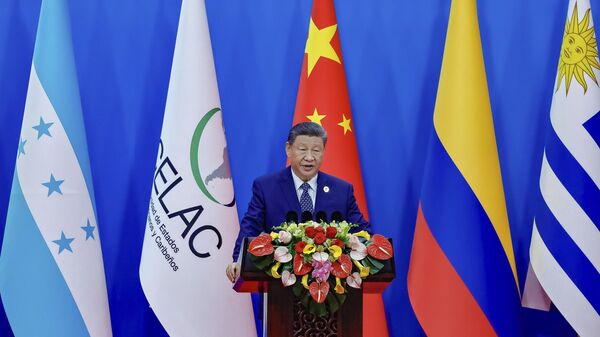 Presidente da China, Xi Jinping, durante sessão de abertura do IV Fórum CELAC-China. Pequim, 13 de maio de 2025 - Sputnik Brasil