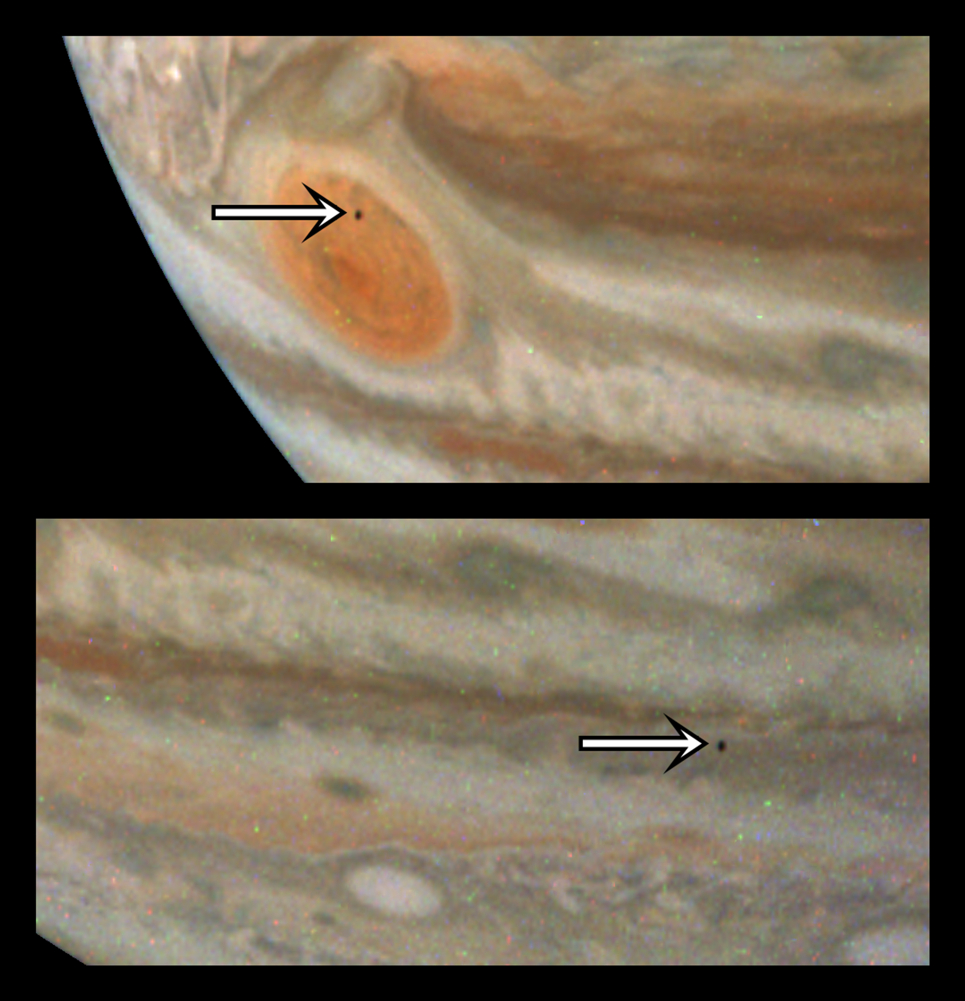 A missão Juno da NASA capturou estas imagens de Júpiter durante seu 59º sobrevoo próximo ao planeta gigante proporcionando uma boa visão dos cinturões coloridos e das tempestades em espiral de Júpiter, incluindo a Grande Mancha Vermelha, e dois vislumbres mais detalhados da pequena lua Amalteia, 7 de março de 2024 A missão Juno da NASA capturou estas imagens de Júpiter durante seu 59º sobrevoo próximo ao planeta gigante proporcionando uma boa visão dos cinturões coloridos e das tempestades em espiral de Júpiter, incluindo a Grande Mancha Vermelha, e dois vislumbres mais detalhados da pequena lua Amalteia, 7 de março de 2024