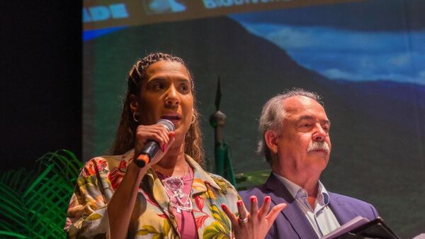 Ministra da Igualdade Racial do Brasil, Anielle Franco, durante cerimônia de comemoração do Dia Internacional da Biodiversidade, no Jardim Botânico do Rio de Janeiro, em 22 de maio de 2025 - Sputnik Brasil