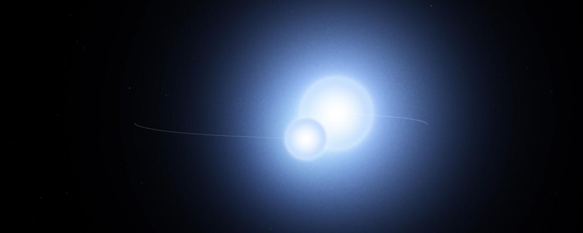 Ilustração mostra um modelo preliminar do sistema Thuban, agora conhecido como um sistema binário eclipsante graças aos dados do Satélite de Pesquisa de Exoplanetas em Trânsito (TESS) da NASA. As estrelas orbitam a cada 51,4 dias a uma distância média ligeiramente maior que a distância de Mercúrio ao Sol - Sputnik Brasil, 1920, 28.05.2025