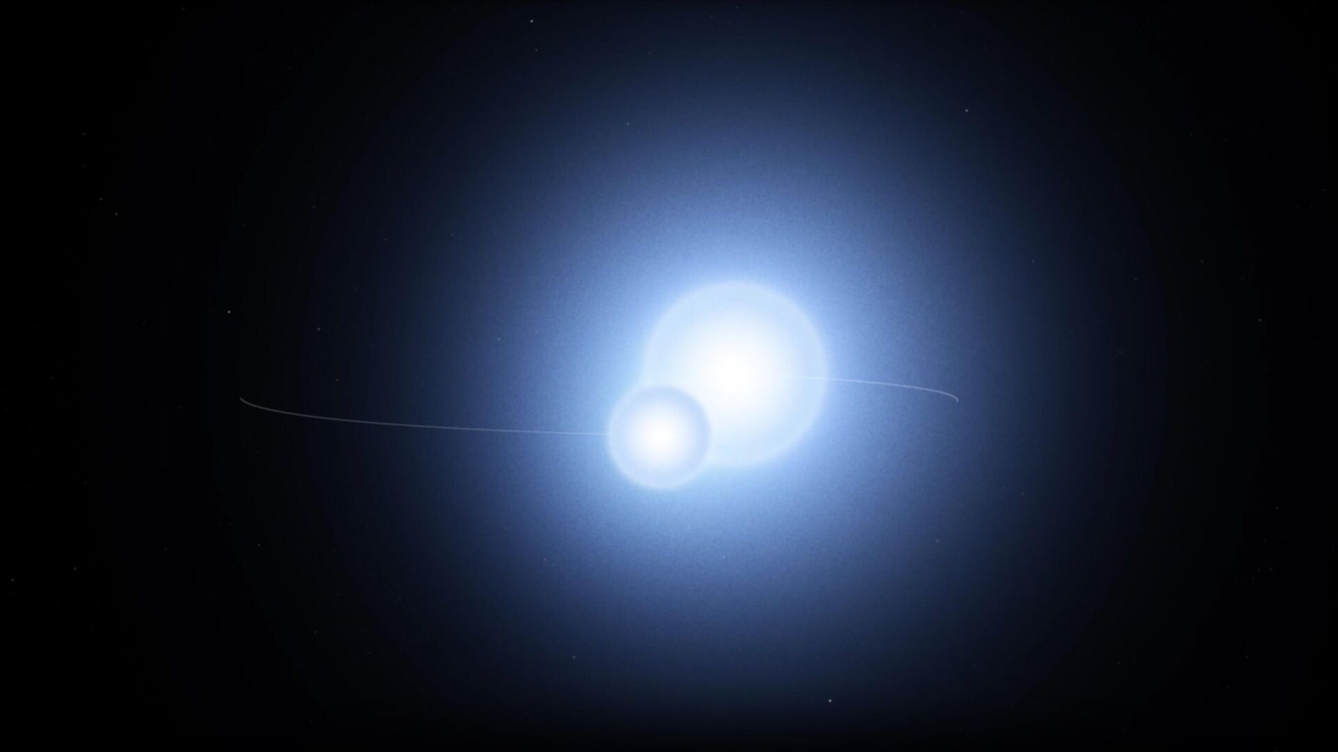 Ilustração mostra um modelo preliminar do sistema Thuban, agora conhecido como um sistema binário eclipsante graças aos dados do Satélite de Pesquisa de Exoplanetas em Trânsito (TESS) da NASA. As estrelas orbitam a cada 51,4 dias a uma distância média ligeiramente maior que a distância de Mercúrio ao Sol Ilustração mostra um modelo preliminar do sistema Thuban, agora conhecido como um sistema binário eclipsante graças aos dados do Satélite de Pesquisa de Exoplanetas em Trânsito (TESS) da NASA. As estrelas orbitam a cada 51,4 dias a uma distância média ligeiramente maior que a distância de Mercúrio ao Sol - Sputnik Brasil, 1920, 28.05.2025