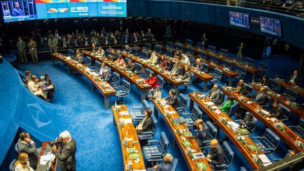 Sessão de abertura do Fórum Parlamentar do BRICS, com a participação de autoridades de diversos países. Brasília, Brasil, 4 de junho de 2025 - Sputnik Brasil
