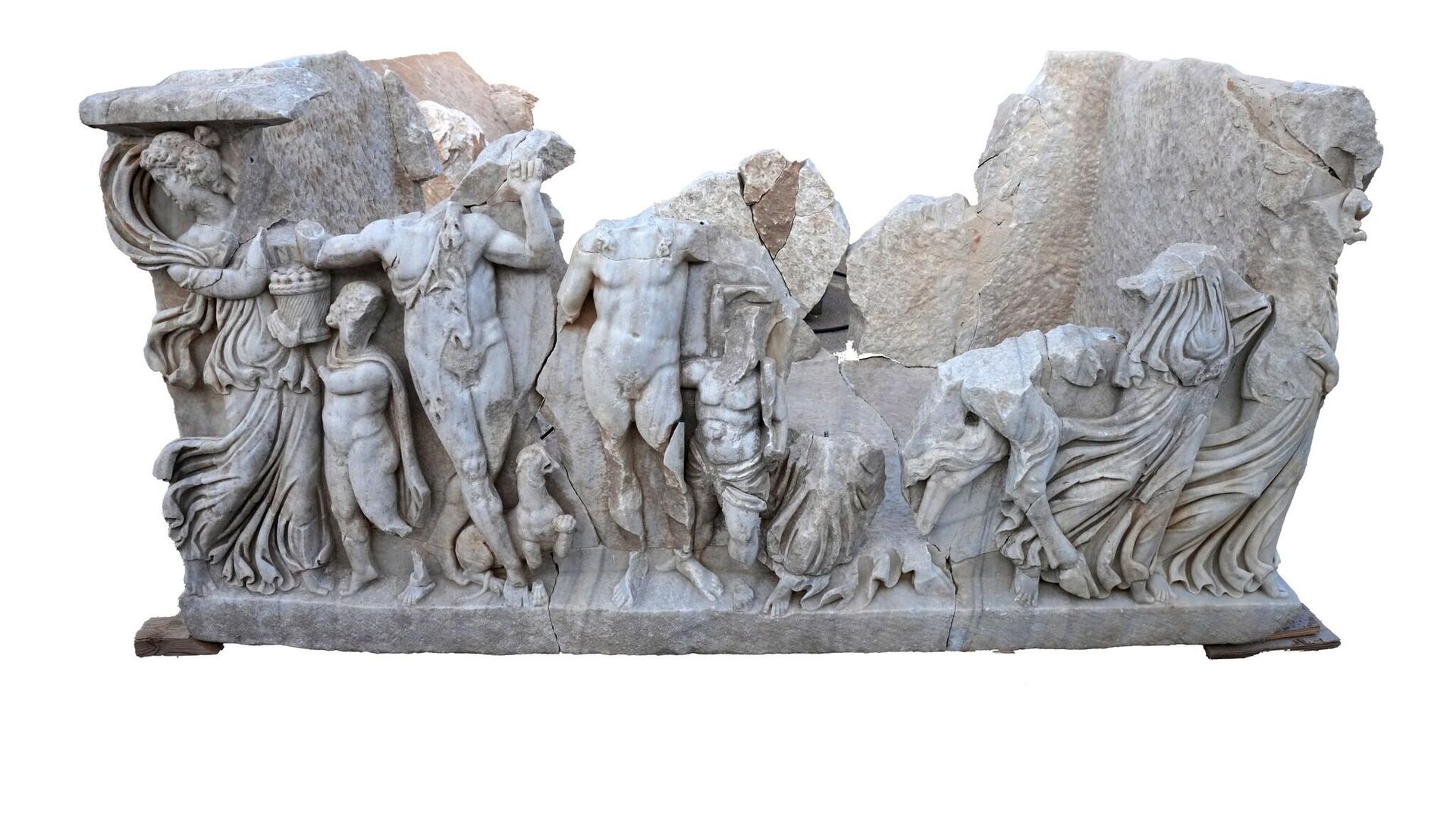 Fragmento de um sarcófago de mármore da era romana Fragmento de um sarcófago de mármore da era romana