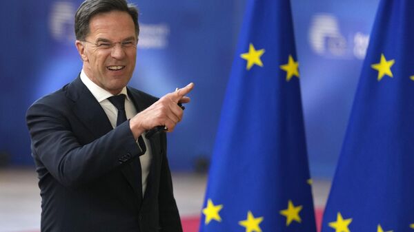 O então primeiro-ministro holandês cessante, Mark Rutte, atual chefe da Organização do Tratado do Atlântico Norte em Bruxelas, 17 de abril de 2024 - Sputnik Brasil