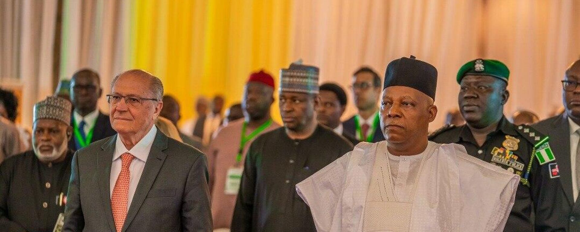 Vice-presidente do Brasil, Geraldo Alckmin, participa de cerimônia com seu homólogo nigeriano, Kashim Shettima, durante sessão do Mecanismo de Diálogo Estratégico Nigéria-Brasil, em 24 de junho de 2025 - Sputnik Brasil, 1920, 24.06.2025