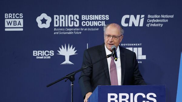 O vice-presidente da República, Geraldo Alckmin, participa do Fórum Empresarial do BRICS, no Rio de Janeiro, em 5 de julho de 2025 - Sputnik Brasil