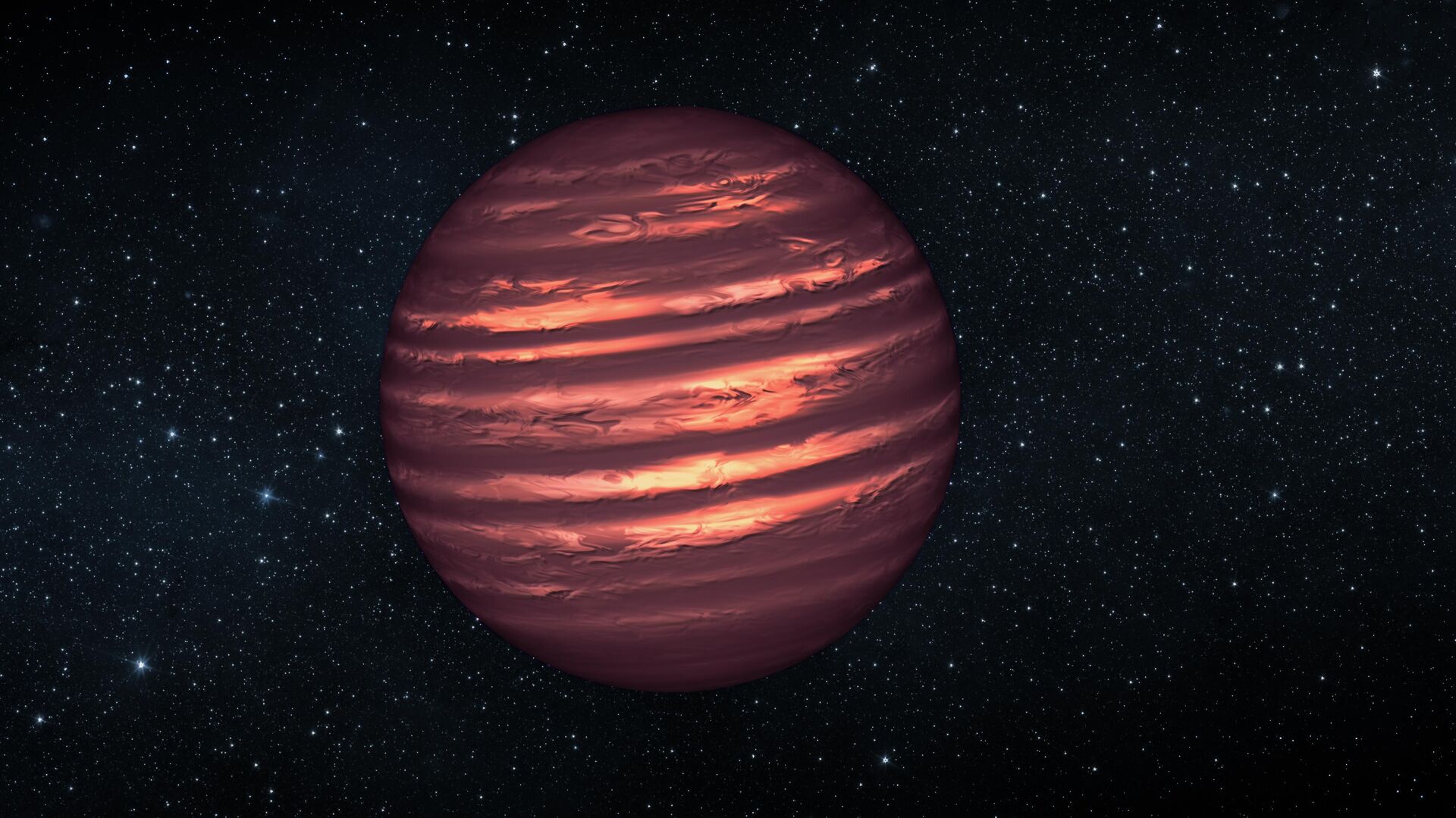 Concepção artística ilustrando a anã marrom chamada 2MASSJ22282889-431026 feita a partir de dados para aprender mais sobre sua atmosfera turbulenta coletados pelos telescópios espaciais Hubble e Spitzer da NASA Concepção artística ilustrando a anã marrom chamada 2MASSJ22282889-431026 feita a partir de dados para aprender mais sobre sua atmosfera turbulenta coletados pelos telescópios espaciais Hubble e Spitzer da NASA - Sputnik Brasil, 1920, 07.07.2025