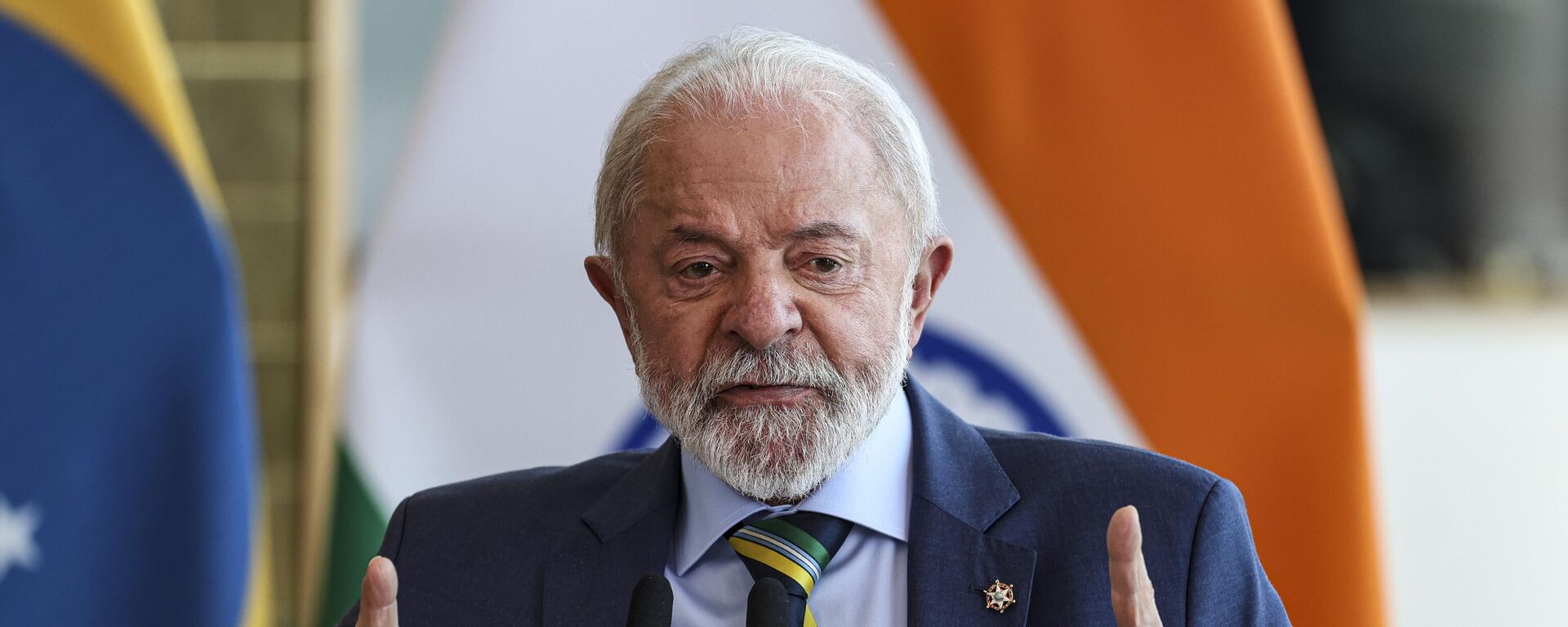 O presidente Luiz Inácio Lula da Silva discursa junto do primeiro-ministro da Índia, Narendra Modi, em cerimônia oficial no Palácio da Alvorada. Brasília (DF), 8 de julho de 2025 - Sputnik Brasil, 1920, 14.07.2025