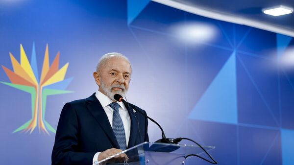 O presidente do Brasil, Luiz Inácio Lula da Silva, durante declaração à imprensa durante a Cúpula do BRICS. Rio de Janeiro, Brasil, 7 de julho de 2025 - Sputnik Brasil