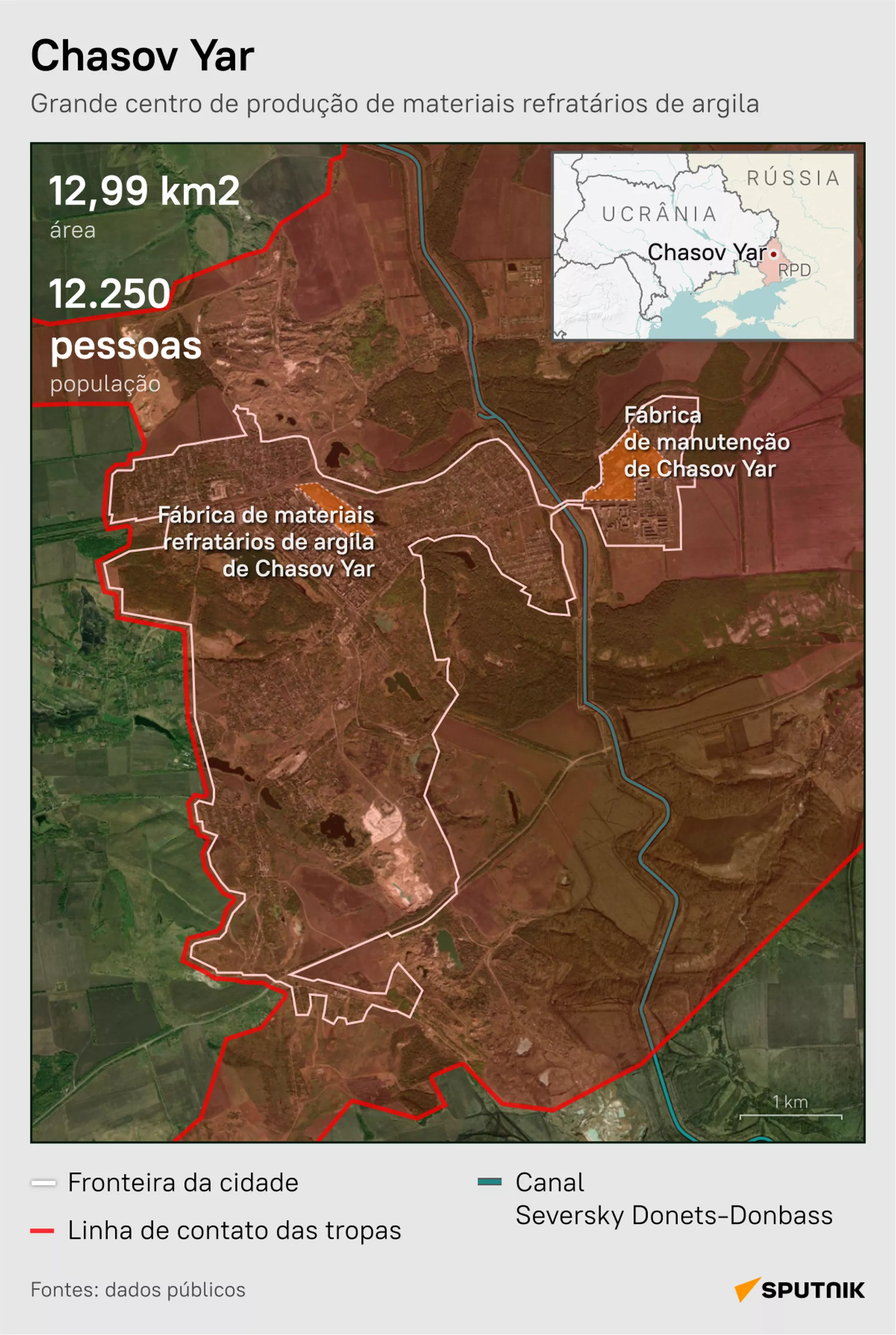 Veja o mapa de Chasov Yar, cidade-chave na república de Donetsk libertada pelas tropas russas hoje (31) - Sputnik Brasil, 1920, 31.07.2025