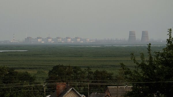 Vista da planta nuclear de Zaporozhie, próxima ao rio Dniepre. 2 de setembro de 2024. - Sputnik Brasil