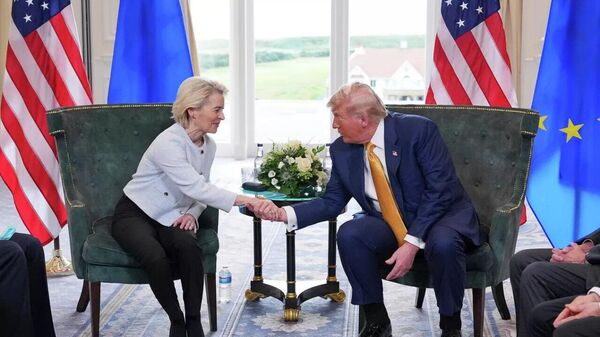 UE fechou 'terrível' acordo comercial com Trump para EUA não reduzirem presença militar na Europa, diz mídia - Sputnik Brasil