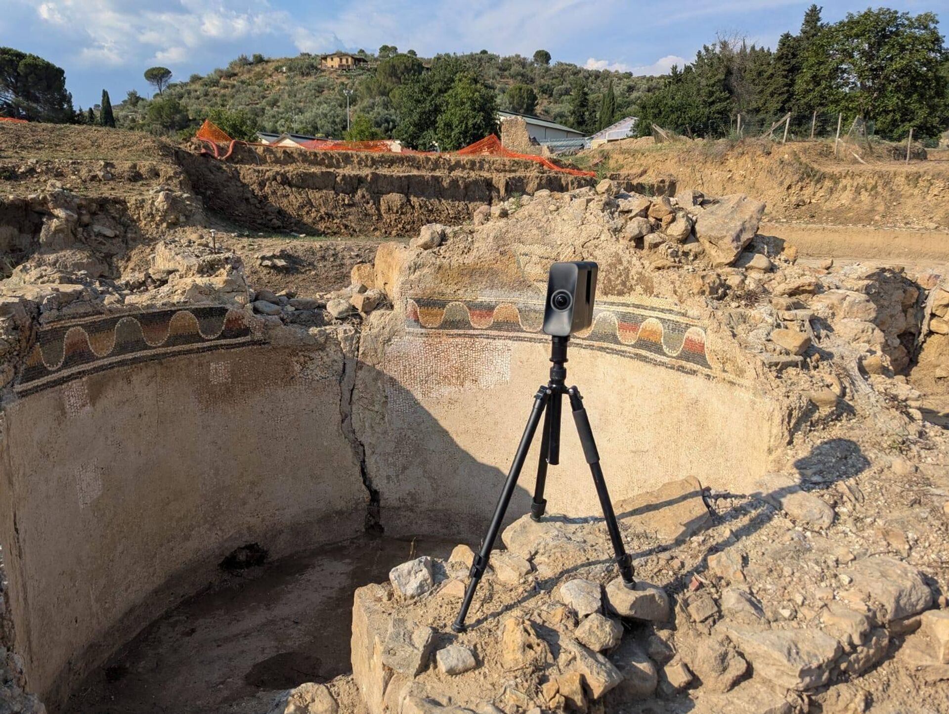 Arqueólogos trabalham na Villa Romana del Casale, Sicília Arqueólogos trabalham na Villa Romana del Casale, Sicília
