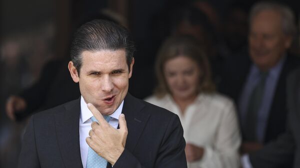 O presidente da Câmara dos Deputados, Hugo Motta (Republicanos-PB), durante pronunciamento após apresentação da nova versão da Proposta de Emenda à Constituição (PEC) da Segurança Pública, em Brasília (DF), em 8 de abril de 2025 - Sputnik Brasil