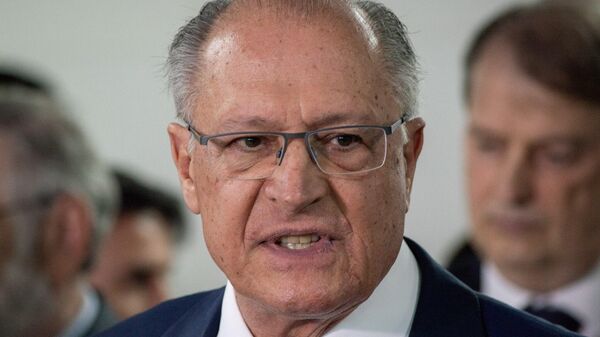 O vice-presidente e ministro do Desenvolvimento, Indústria, Comércio e Serviços, Geraldo Alckmin, durante evento empresarial. São Paulo, 19 de agosto de 2025 - Sputnik Brasil