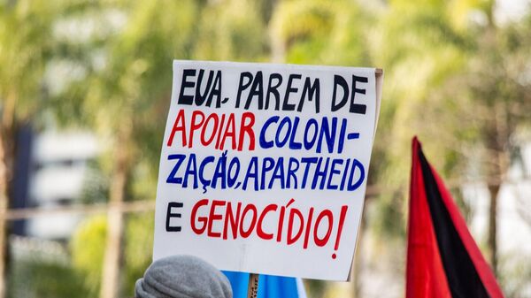 Vigília em São Paulo protesta contra política dos EUA em Gaza  - Sputnik Brasil